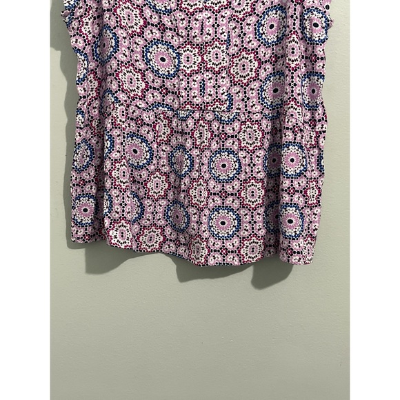 Loft Mosaic Flutter Peplum Top Women’s Small Petite Multicolor Flowy Blouse - Picture 6 of 10